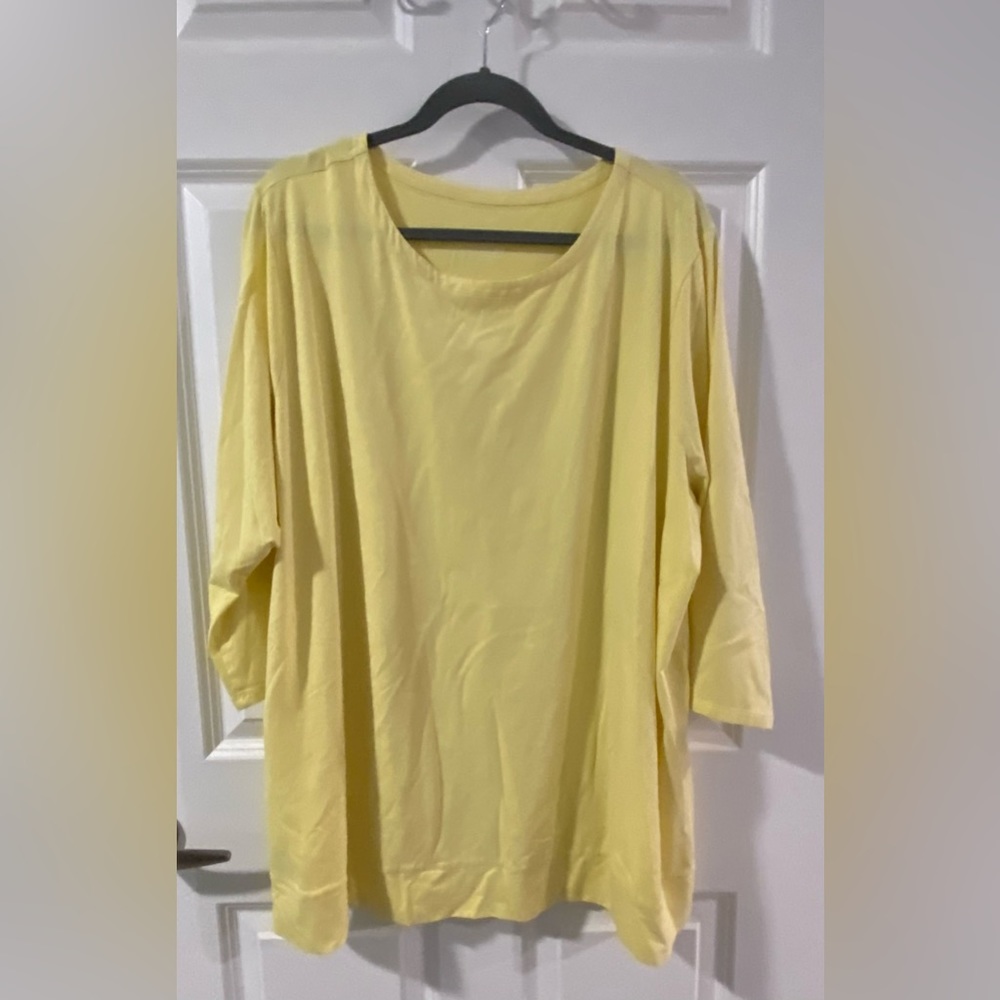 Plus size Crew-neck pineapple yellow tunic JJill